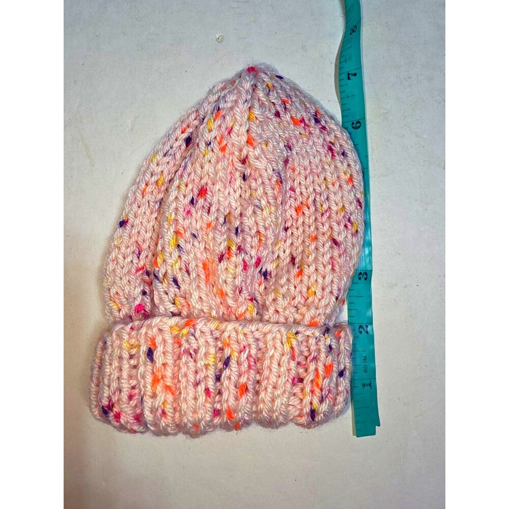 Handmade Crochet 1-2T Pink Speckled Beanie Hats